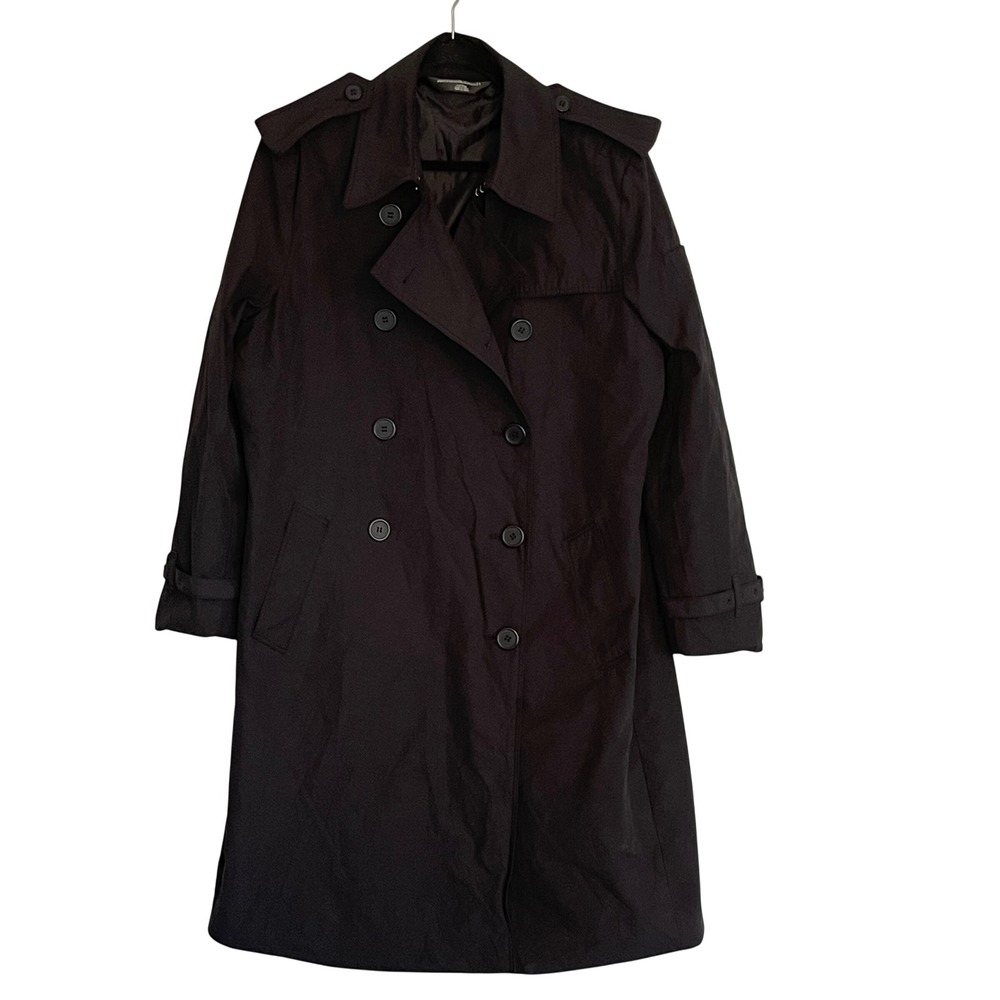 Norma Kamali‎ Womens Black Double Breasted Trench Coat XXL Outerwear